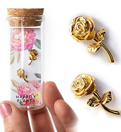 18k Gold Peony Flower Earring Set